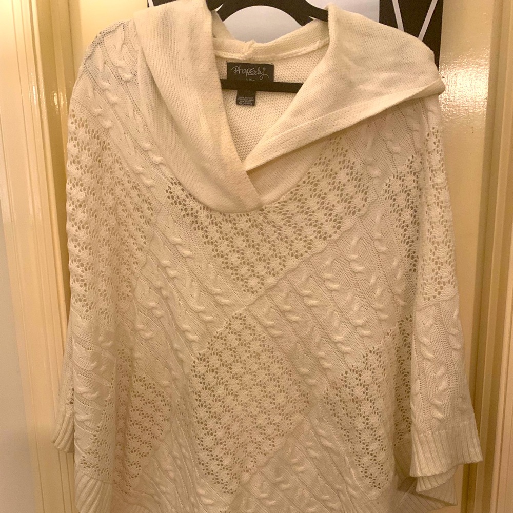 Plus sized gently used sweater Shaw with hood